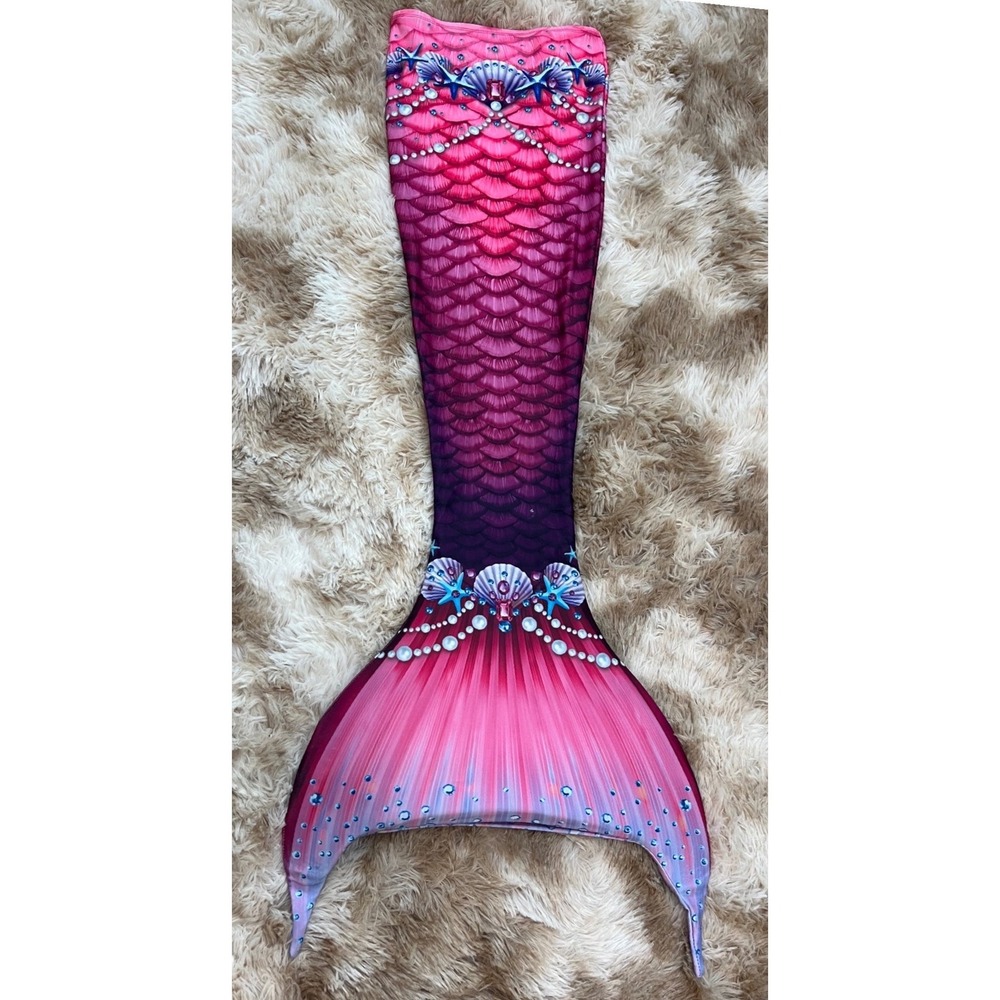 Fin Fun Mermaid Tail Skin Pink Purple Scale Print Size S-M with Fin